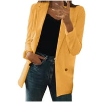 Xihbxyly Spremanje bližnjih blužača Ženska modna blazer proljeća reverl ovratnik pune boje dugmad dugih rukava Blazer jakne za žene Business casual žuti 5xl