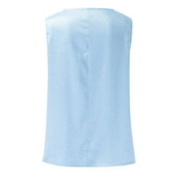 Pedort Womens Tops Trendy Fashion Plus veličina majica Split vrat Top pamuk kratkih rukava plava, s