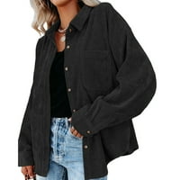 Ženska košulja za košulje dugih rukava dolje Bluzes Bluzes Kaput za paket naklopljeni vrhovi s džepovima