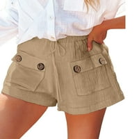 Ženski meki prednji džepovi Mini pantalone Dame Labave kratke hlače High Rise Beach Gumb Basic Hotsores
