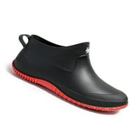 Ymiytan unise kišne čizme klizanje na radnoj cipela ravna bootie hodanje otporna na habanje udobne niske top crne - 8.5 8