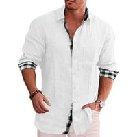 Podplug modne majice za muškarce, muške modne casual džep puni gumb dugih rukava s dugim rukavima bluza za bluzu xl xl