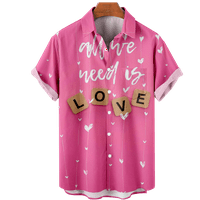 Ružičasta ljupki Heart muške košulje kratki rukav dječaci Ljetni tanki materijal Kids Havajska majica