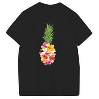 Plavi dugi rukav Ženski sastojci Žene Ležerne prilike Crewneck Ultra Mekani Creative Cvjetni ananas