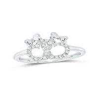 10kt bijelo zlato Žene okrugli dijamant dvostruki srčani prsten CTTW