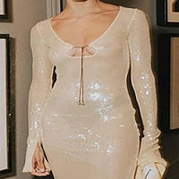 Peyakidsaa ženski treperi Glitter Bodycon rastezljivi mini party haljina s dugim rukavima kratka haljina