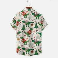 Božićni bombonski trski tiskani ležerna košulja za kratku rukavu za muškarce