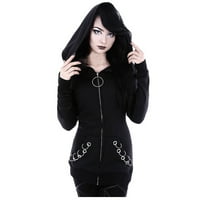 Gotički kapuljač za žene plus veličine Vintage tamna odjeća dugih rukava zip up duksevice crne boje