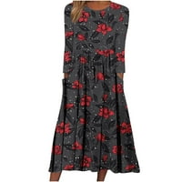 Ženska ležerna modna cvjetna haljina s dugim rukavima V-izrez