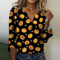 Apepal Žene Ležerne prilike V-izrez T-majice Labavi puff kratkih rukava Tors Tunic Bluzes Yellow XL