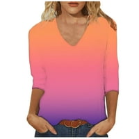 Caveitl ženski modni vrhovi, ženska modna štamparija labava majica rukava bluza V-izrez casual vrhovi