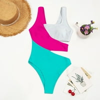 Ženski kupaći kostimi za kupanje odijelo duboko u vratu Blok u boji za kupanje Bikinis set