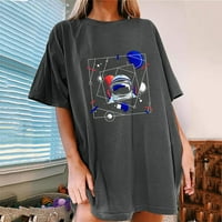 Štedne majice za ženske kratke majice kratkih rukava Astronaut grafički print tinejdžerskih gril modna