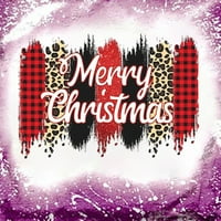 Božićni ženski vrhovi Dressy casual tisak labav kratki rukav V Vrući izrez Ljubičasta XL