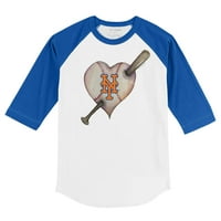 Dojenčad Tiny Turpap White Royal New York Mets Heart Bat Raglan 3 4-rukave majica