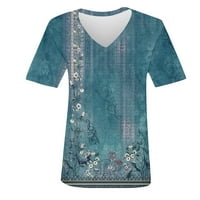 Huachen Womens Ljetni vrhovi kratkih rukava Vruća V izrez Slim Fit s kratkih rukava majica Spring Bluza