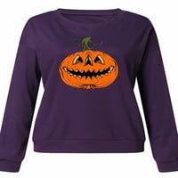Žene Halloween bundeve print dugih rukava majica baggy casual bluza vrhovi plus veličina