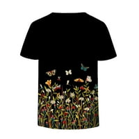 Aoochasliy majice za žene Grafički klirens kratki rukav cvjetni ispis majica Trendy Lames Ljetna V-izrez