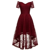 Sendresses for Women Fashion Srednja dužina kratkih rukava V-izrez Datum čipke za vrat A-line haljina crvena s