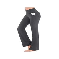 Bootcut joga hlače s džepovima za žene visoke struk vježbati bootleg hlače Kontrola trbuha, teretana
