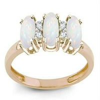 Star K Tri ovalna originalna originalna kamenje obećava prsten za vjenčanje u kt bijelom zlatu veličine 7. Ženska odrasla osoba