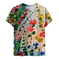 GAECUW THIRTS za ženske vrhove Bluze s kratkim rukavima The Regularne fit pulover TEES T-majice cvjetni