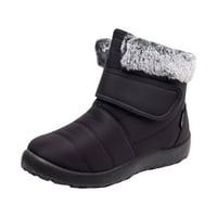 MTVXESU štedi čizme ženske pamučne tople plišane debele pamučne cipele snježne čizme zimska čipkasta ravna slatka plus veličina udobne gležnjače na otvorenom crne boje 7,5