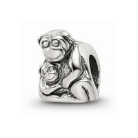 Sterling srebrna refleksija mama i bebinski majmunski perli; za odrasle i tinejdžere; Za žene i muškarce