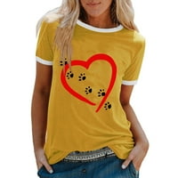 Twifer Valentines Day Pokloni ženske majice Žene Modni Ležerni print O-izrez Labavi majica kratkih rukava TOP bluza pulover