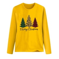 Popust Ženska božićna majica s dugim rukavima Božićno stablo Grafičko pismo Ispišivši okrugli vrat Pulover