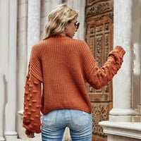 Dolith Jesen, Zimski kardigan džemperi za žene, plus, predimenzionirani, topli, narandžasti, kratki dugi rukav modni pleteni pleteni džemper