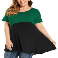 Ženski ljetni patchwork vrhovi plus veličina majica casual tunika bluza mini haljina