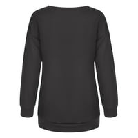 Aufmer ženski dugi rukav za dugih rukava Višebojni print s dugim rukavima Okrugli vratni grafički džemperi za žene Modni labavi ugradbeni pulover