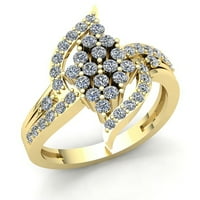 Prirodno 1.5ct okruglo Diamond Dame Dame Bridal Cluster godišnjica zaručnika Čvrsta 14K ruža, bijela ili žuta zlato GH SI2