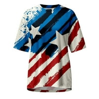 Ženski 4. jula Patriotska američka zastava T majice kratki rukav prugasti zvijezde casual crew vrat ljetni vrhovi bluza
