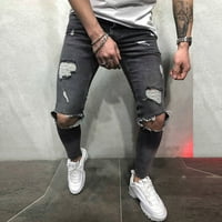 Kali_store radne pantalone za muškarce muške rastezljivo raštrkane mršave traperice snimljene snimke