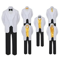 5- formalno crno bijelo odijelo set žuti luk kravate prsluk dječak dječji smk