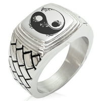 Cvjetni yin Yin Yin Geometric uzorak silirani prsten za uzorak