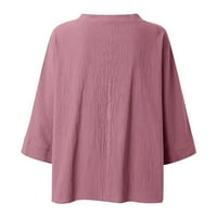 Clearsance Ljetni vrhovi za žene Trendy s dugim rukavima cvjetna bluza Ležerne prilike Ležerne prilike sa slobodnim V-izrezom, ružičasta, m