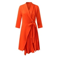 Yinguo ženske elegantne bluže odijevaju dugih rukava sa prorezom vezanim radnom kancelarijom dugih blezer bodycon silm dress haljina narančasta m