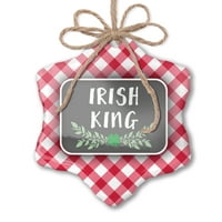 Božićni ukras Irci kralj kralja Svetog Patrika Zeleni listovi sa Shamrock Red Plaid Neonblond