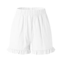 PXiakgy kratke hlače za žene pamučni struk velike čvrste elastične noge u boji širokim posteljinom dame labave ženske kratke hlače bijele + xxl