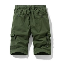 Muškarci Teretni kratke hlače ispod $ Ljetni čvrsti džepovi dugme Zipper DrawString Sport kratke hlače Otac Day Day Odjeća zelene veličine 4