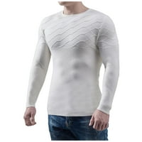 Košulje za muškarce Crew izrez dugih rukava čvrsto pulover Klintni pleteni džemper gornji klirens bijeli