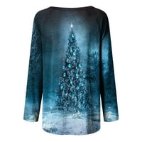 Ženski božićni tunički vrhovi za nošenje sa gamašima božićno drvce Ispiši labave košulje bluza s dugim