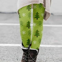 Absuyy Ladies Workging gamaše - topla moda Visoki struk sa džepom tiskanim jesenskim zimom pune duljine hlače mirise zelena veličina l