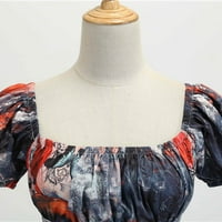 Ljetne haljine za žensko casual carice kratki rukav kvadratni vrat visoki haljina u obliku koljena,