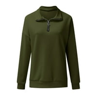 Daznico Womens Tops Ženska moda Pure Color Dugih rukava Zipper V izrez Casual Bluza Majice Dugih rukava