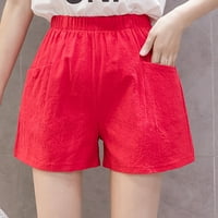 Eczipvz Teretane kratke hlače Žene Žene Ženske zveške kratke hlače Ležerne kratke hlače COTFY kratke hlače sa džepovima Ljeto crveno, L