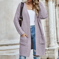 Ženska casual jakna - kardigan odjeća od punog rukava s dugim rukavima COLFY casual pletena jakna Omotač ljubičasta m